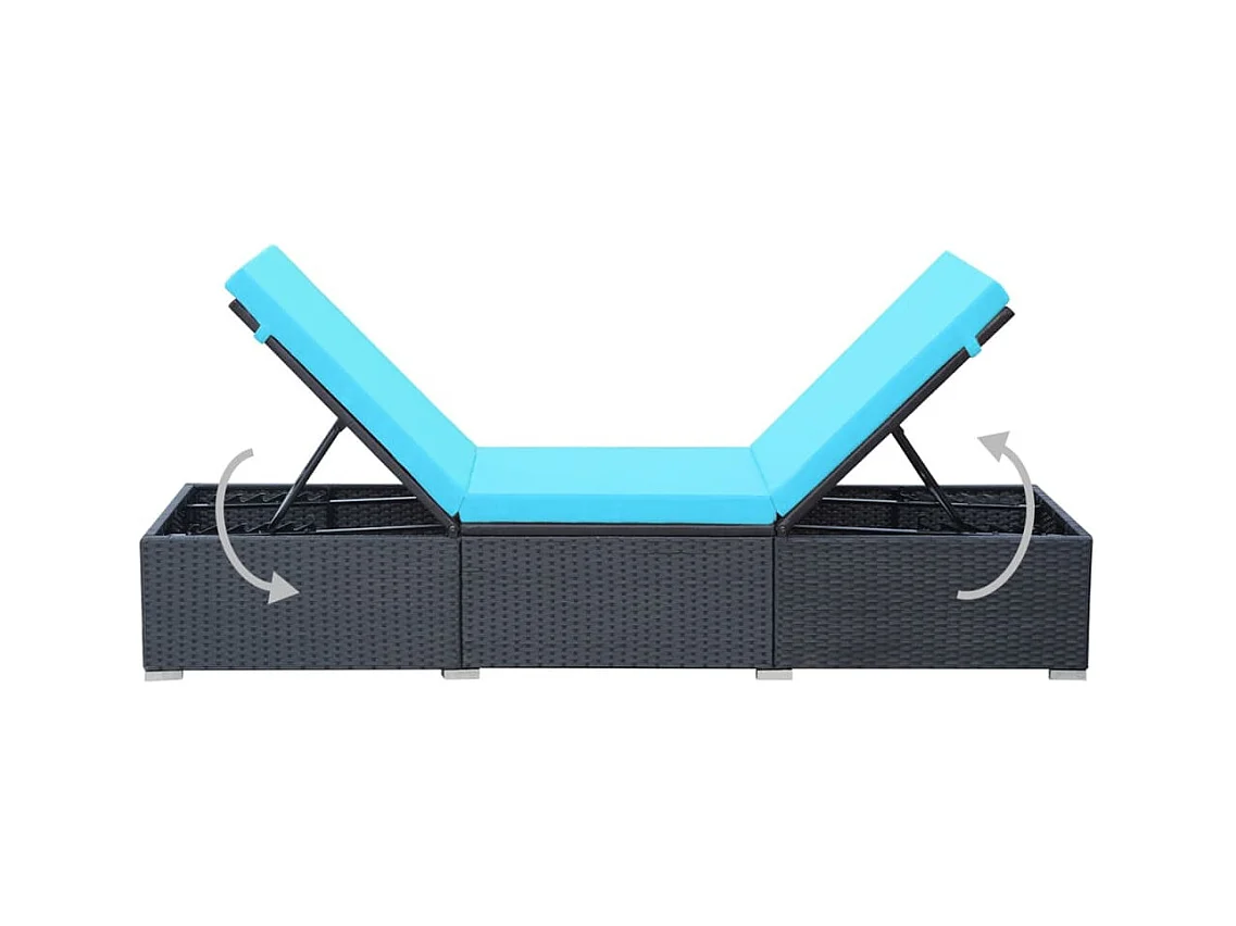 Lounge stoel met kussen Zwart geweven hars