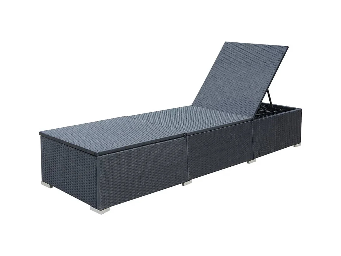 Lounge stoel met kussen Zwart geweven hars