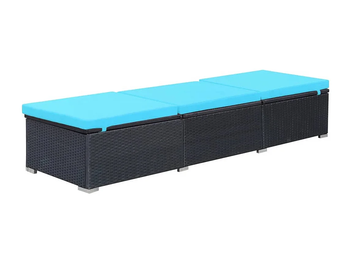 Poltrona con cuscino in resina intrecciata nera