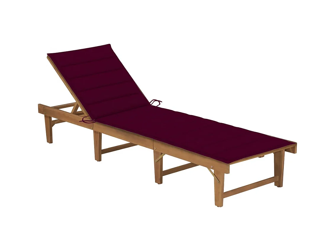 Chaise longue pliable avec coussin Bois d'acacia solide