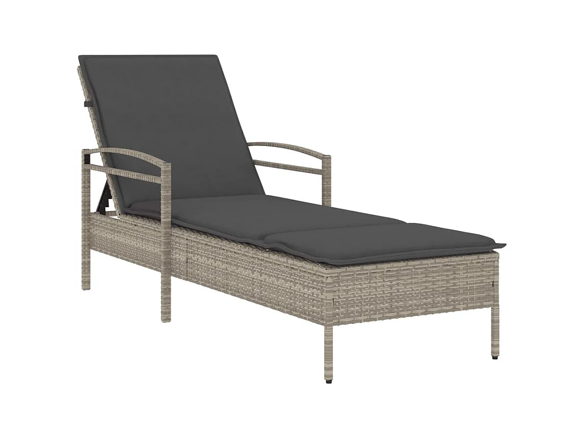 Chaise longue en lichtgrijs kussen 63x200x81 cm geweven hars