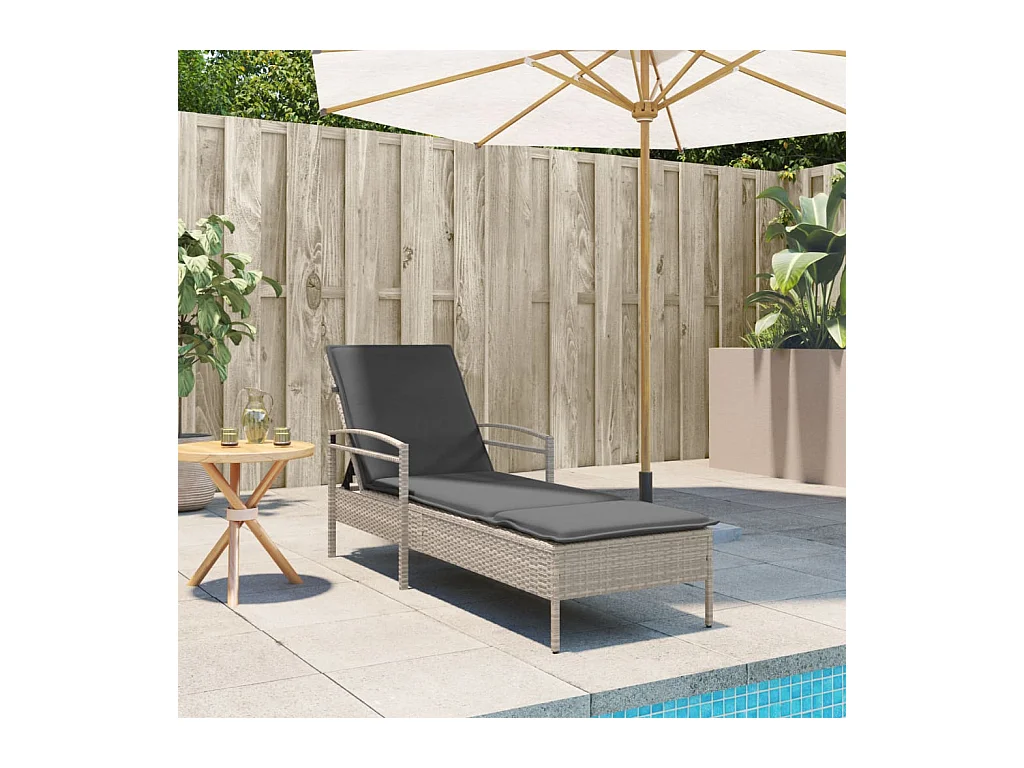 Chaise longue en lichtgrijs kussen 63x200x81 cm geweven hars