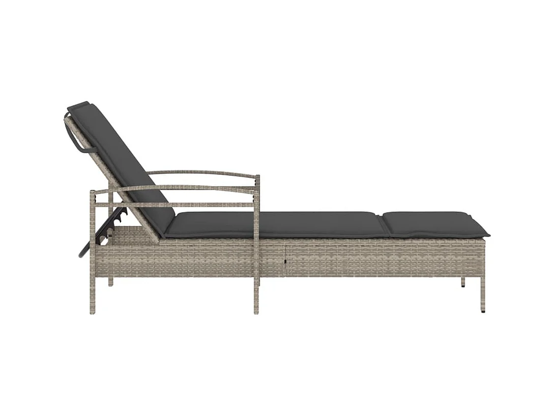 Chaise longue en lichtgrijs kussen 63x200x81 cm geweven hars