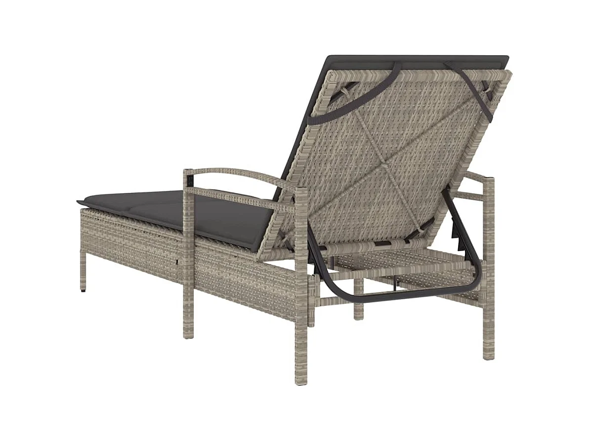 Chaise longue en lichtgrijs kussen 63x200x81 cm geweven hars