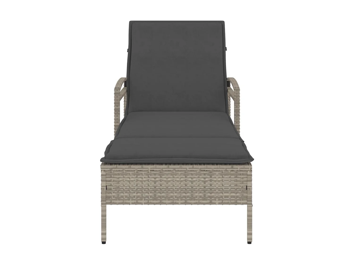 Chaise longue y cojín gris claro 63x200x81 cm resina tejida