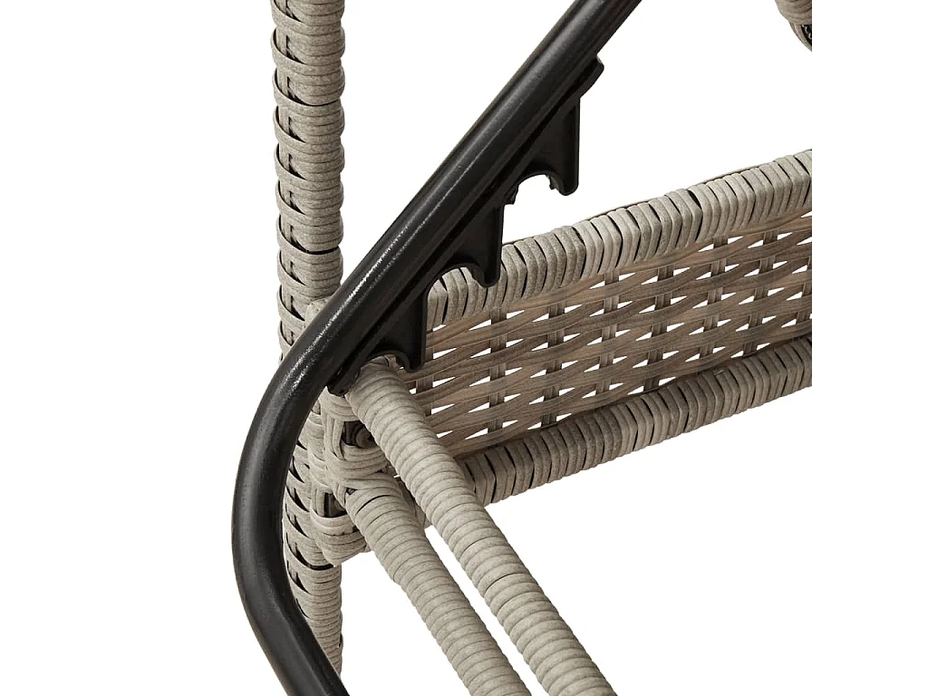 Chaise longue y cojín gris claro 63x200x81 cm resina tejida