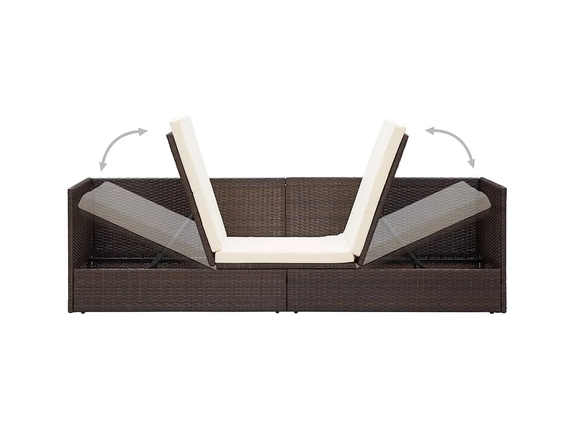 Lit de jardin avec coussin et oreillers Résine tressée Marron