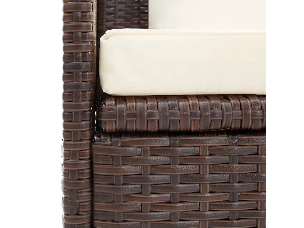 Lit de jardin avec coussin et oreillers Résine tressée Marron