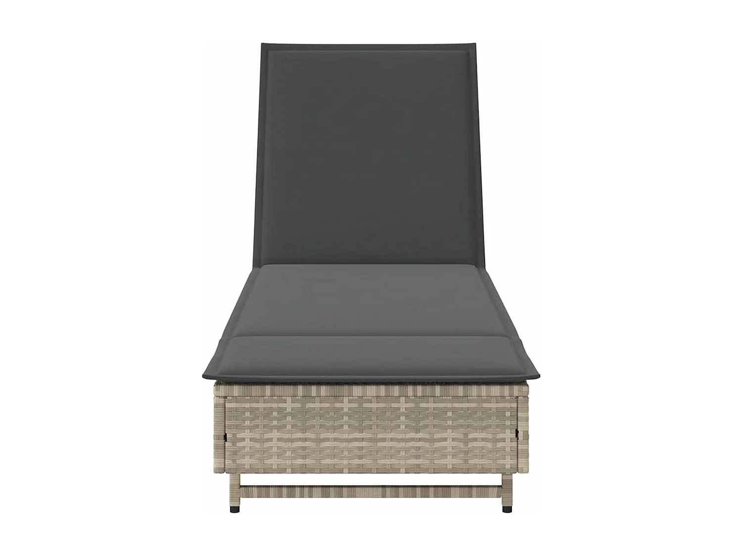 Chaise longue avec roues et coussins gris clair résine tressée