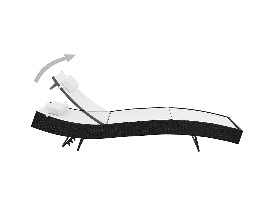 Set van 2 ligbedden met tafel in zwart textileen geweven hars