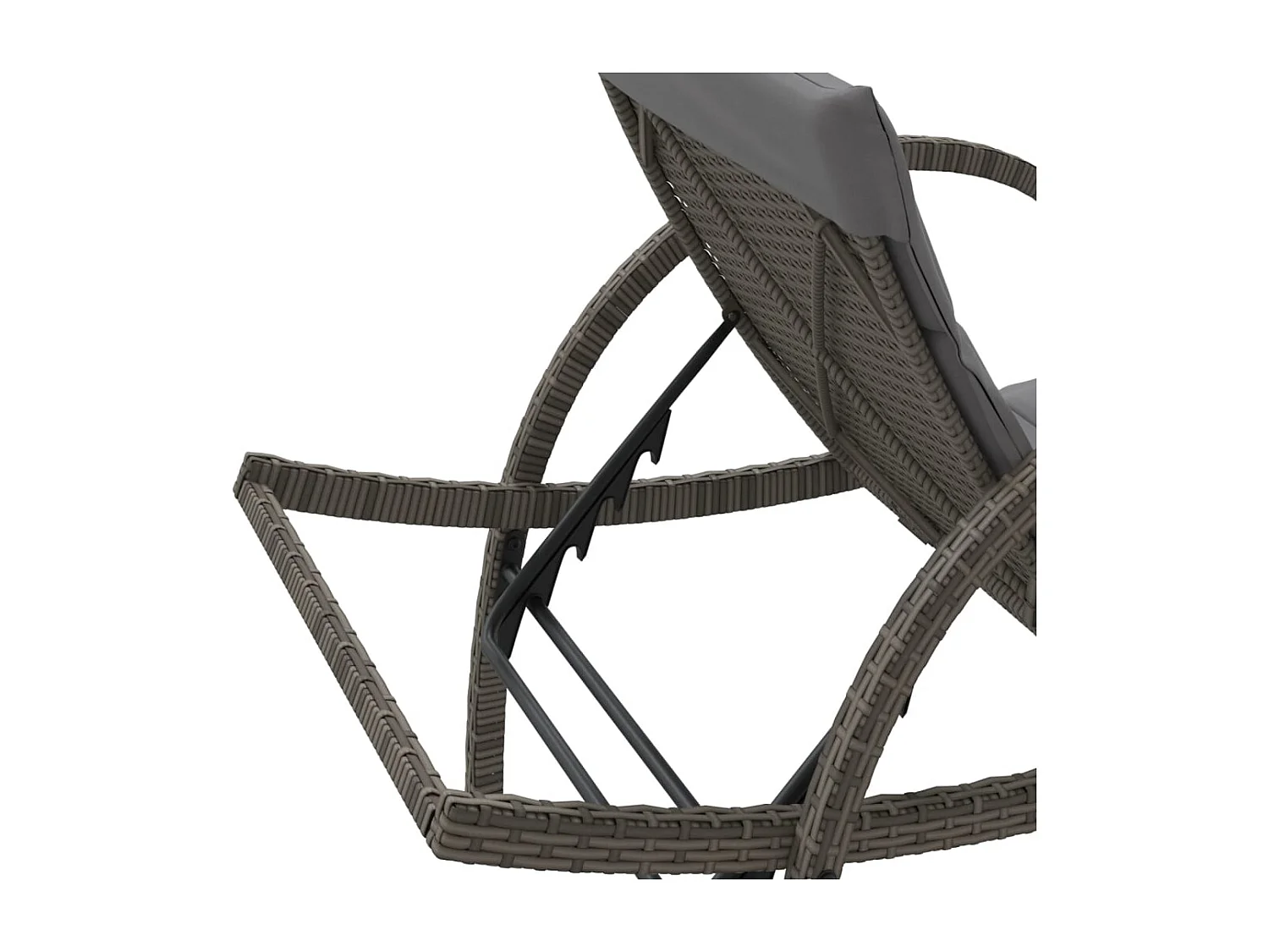 Chaise longue con cojín gris 60x199x42 cm resina tejida