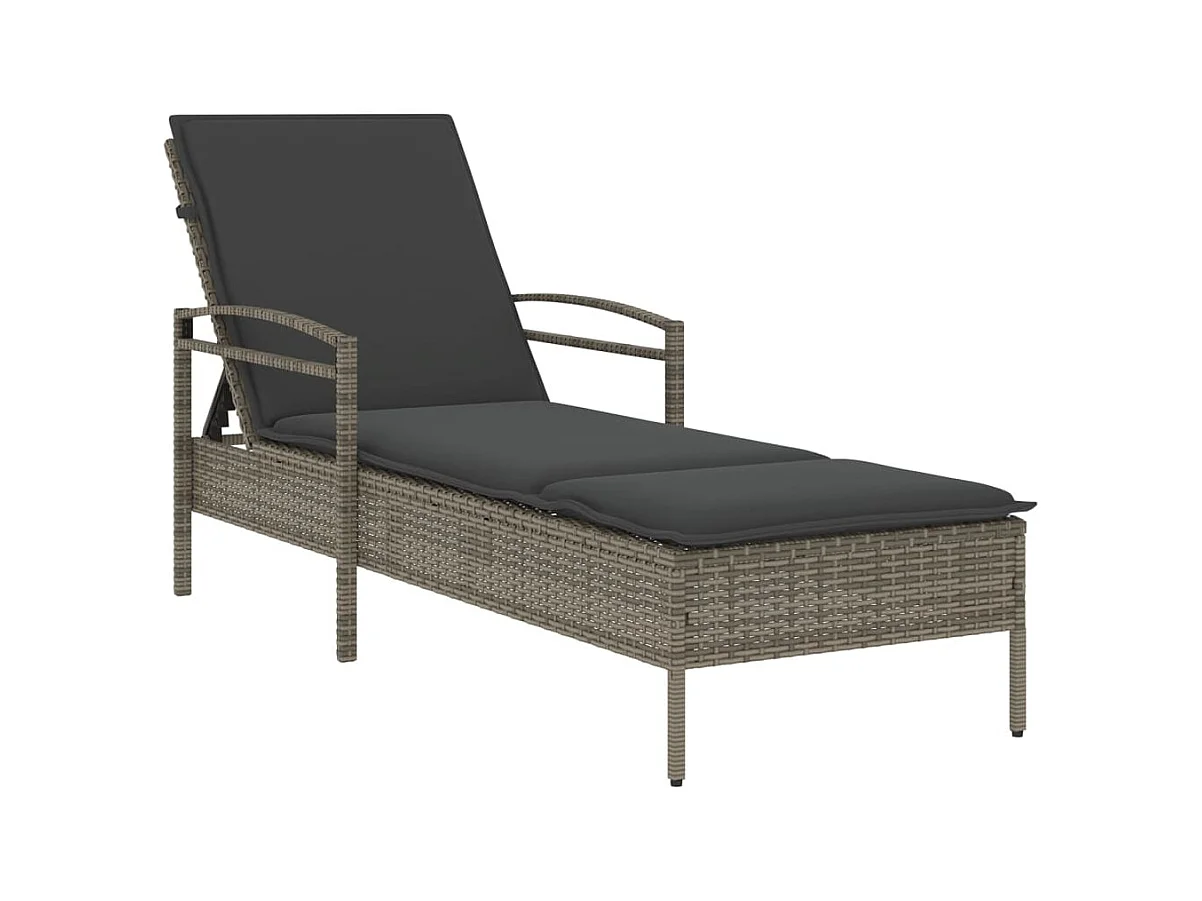 Chaise longue met grijs kussen 63x200x81 cm geweven hars