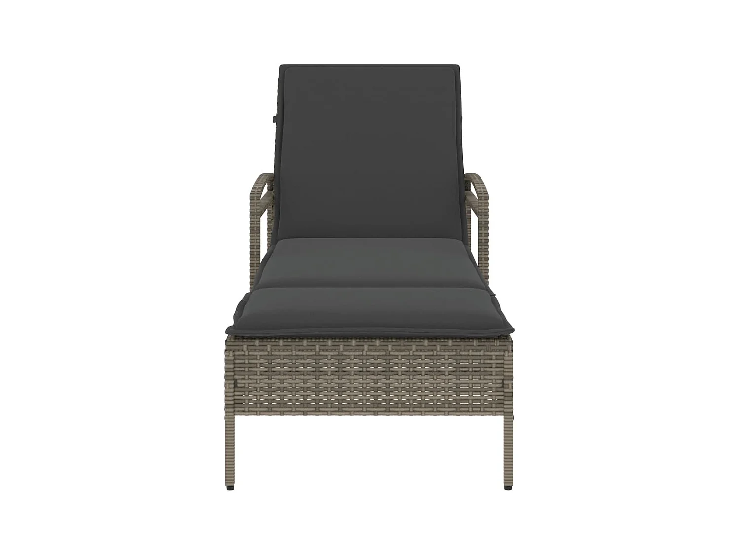 Chaise longue met grijs kussen 63x200x81 cm geweven hars