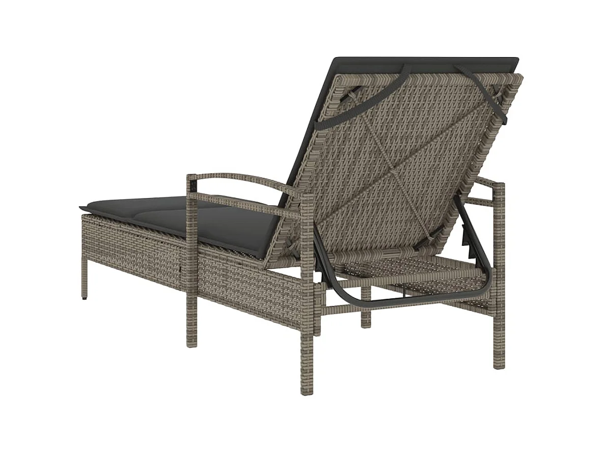 Chaise longue met grijs kussen 63x200x81 cm geweven hars