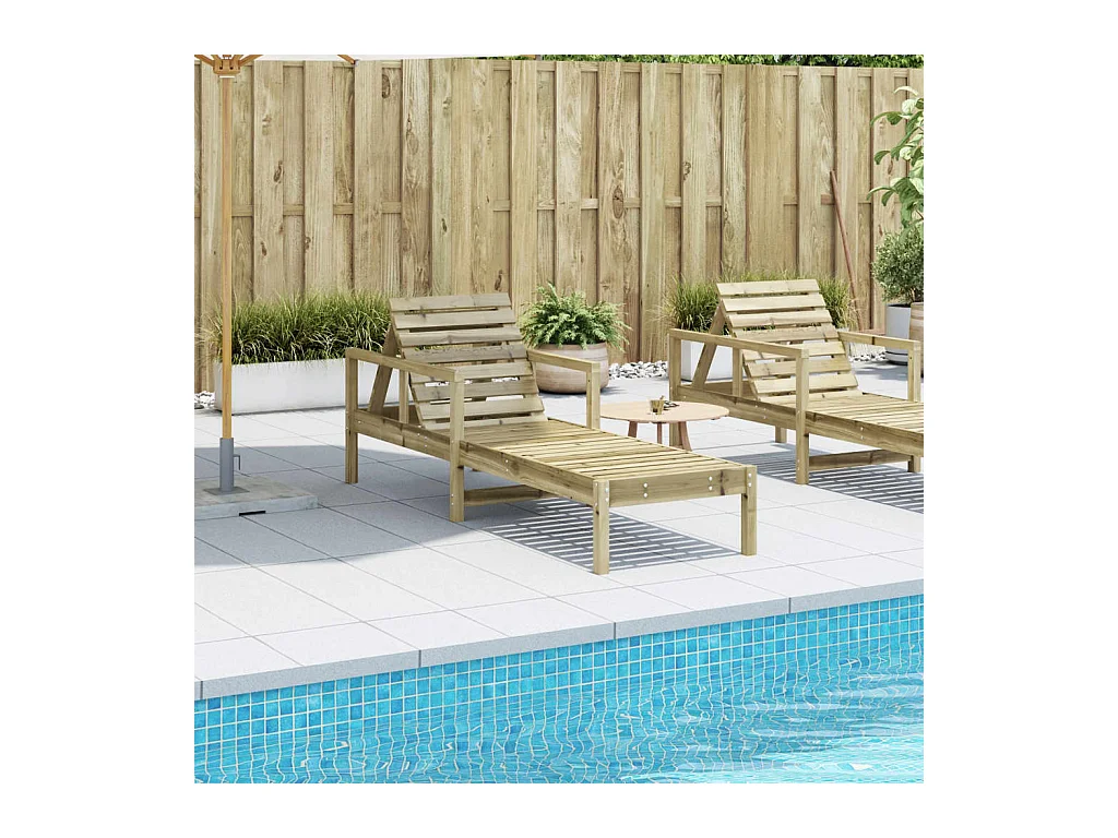 Chaise longue 199,5x62x55 cm geïmpregneerd grenenhout