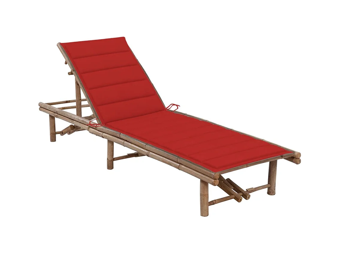 Chaise longue de jardin avec coussin Bambou