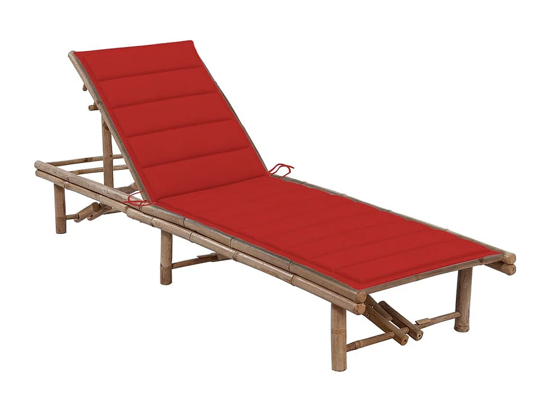 Chaise longue de jardin avec coussin Bambou