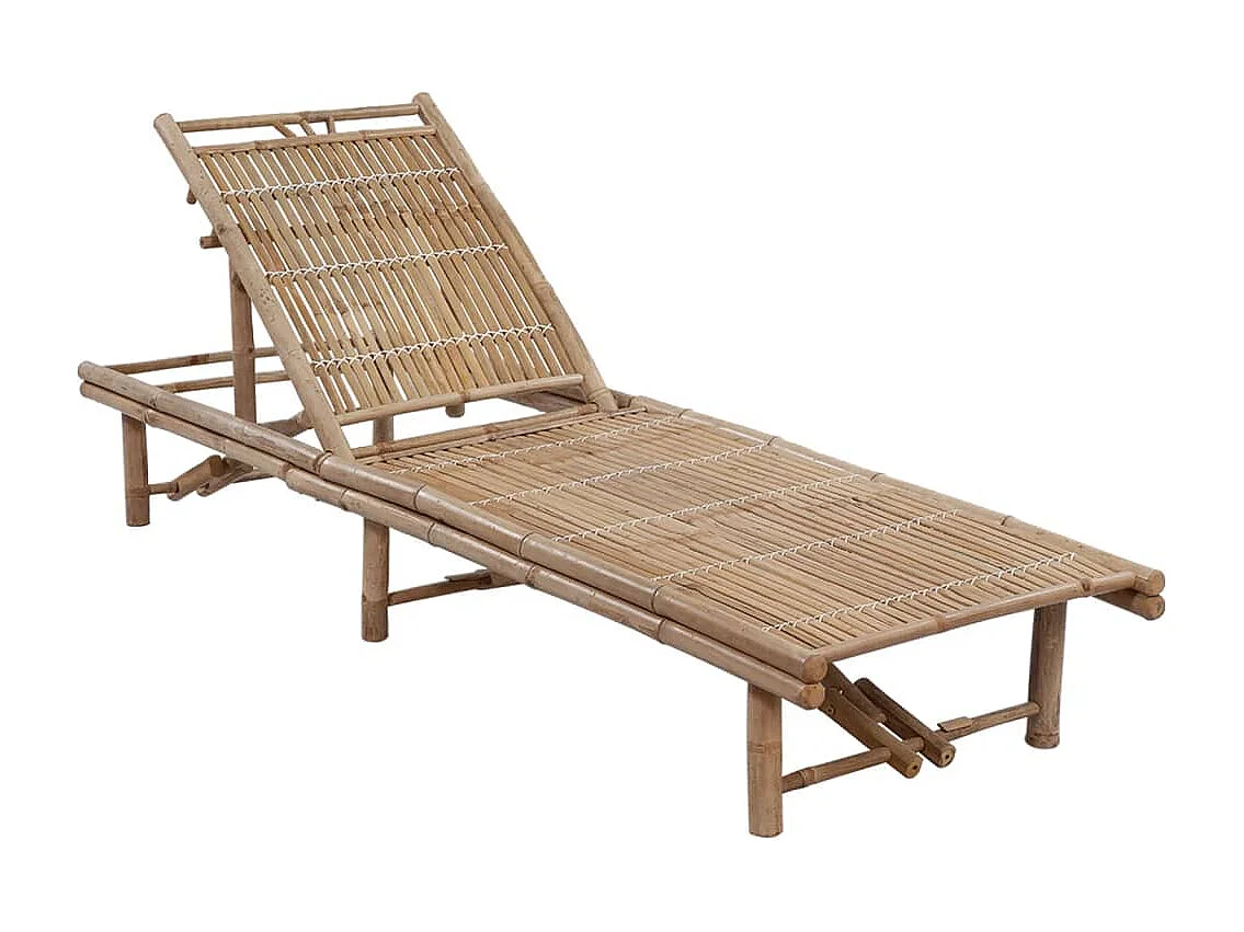 Chaise longue de jardin avec coussin Bambou
