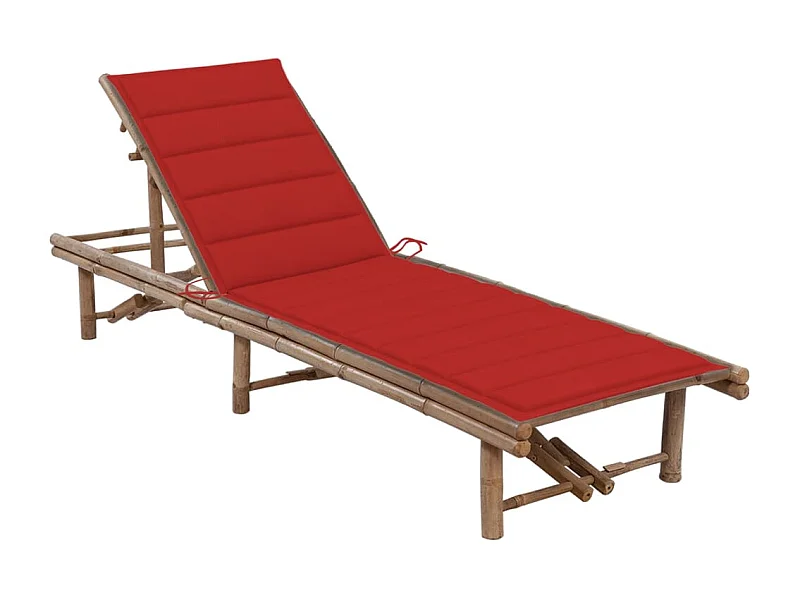 Chaise longue de jardin avec coussin Bambou