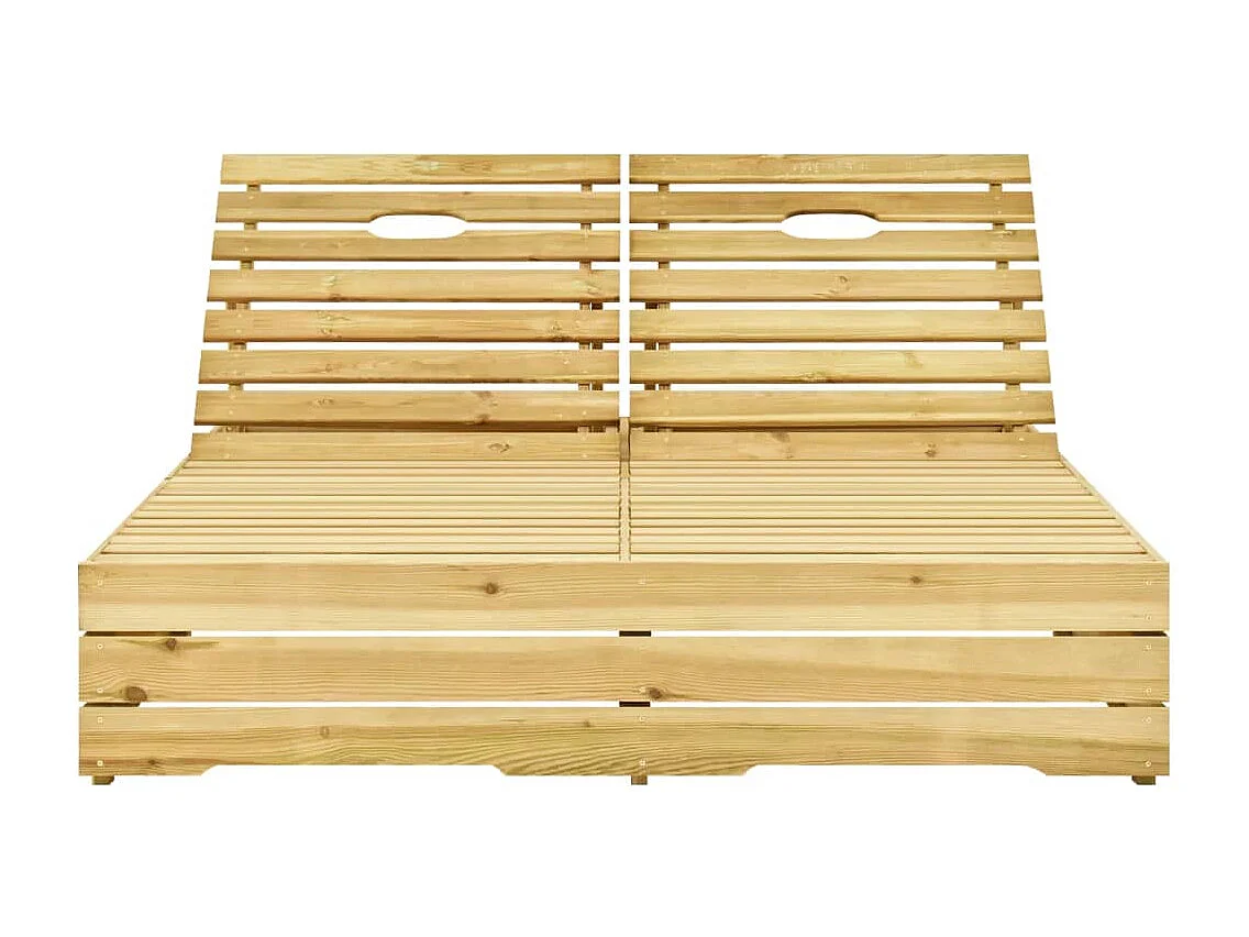 Chaise longue double et coussins noir bois de pin imprégné