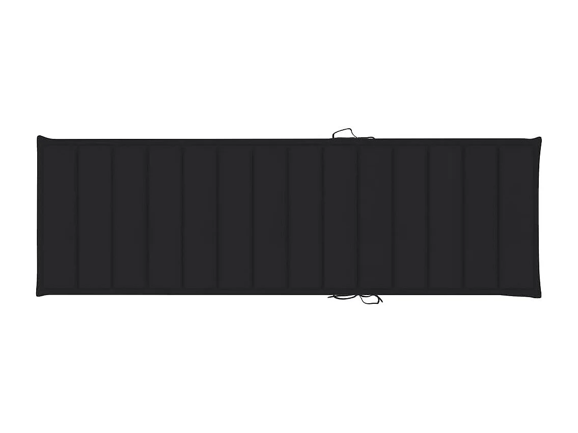 Chaise longue double et coussins noir bois de pin imprégné