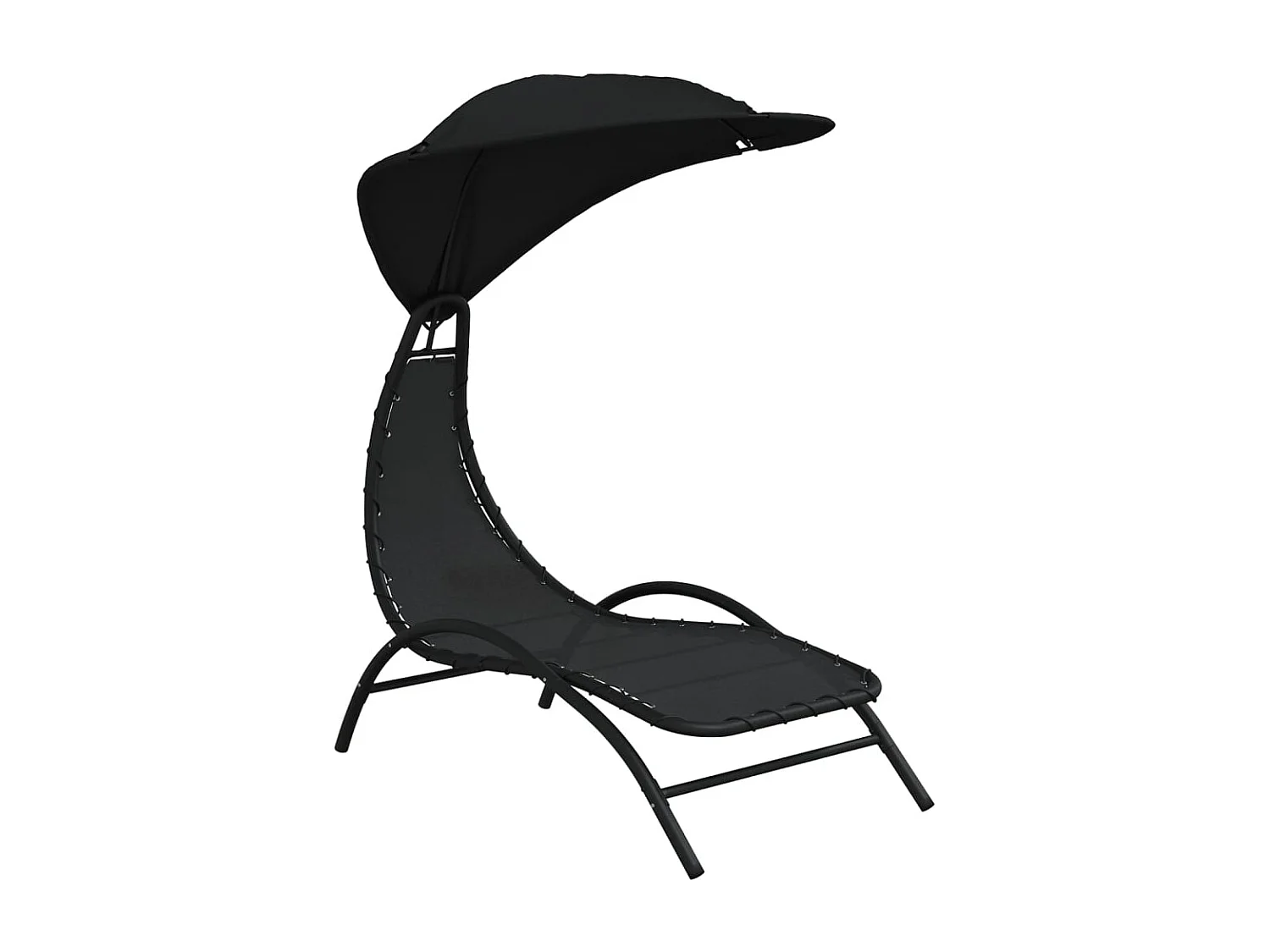 Chaise longue con dosel negro 167x80x195 cm tela y acero