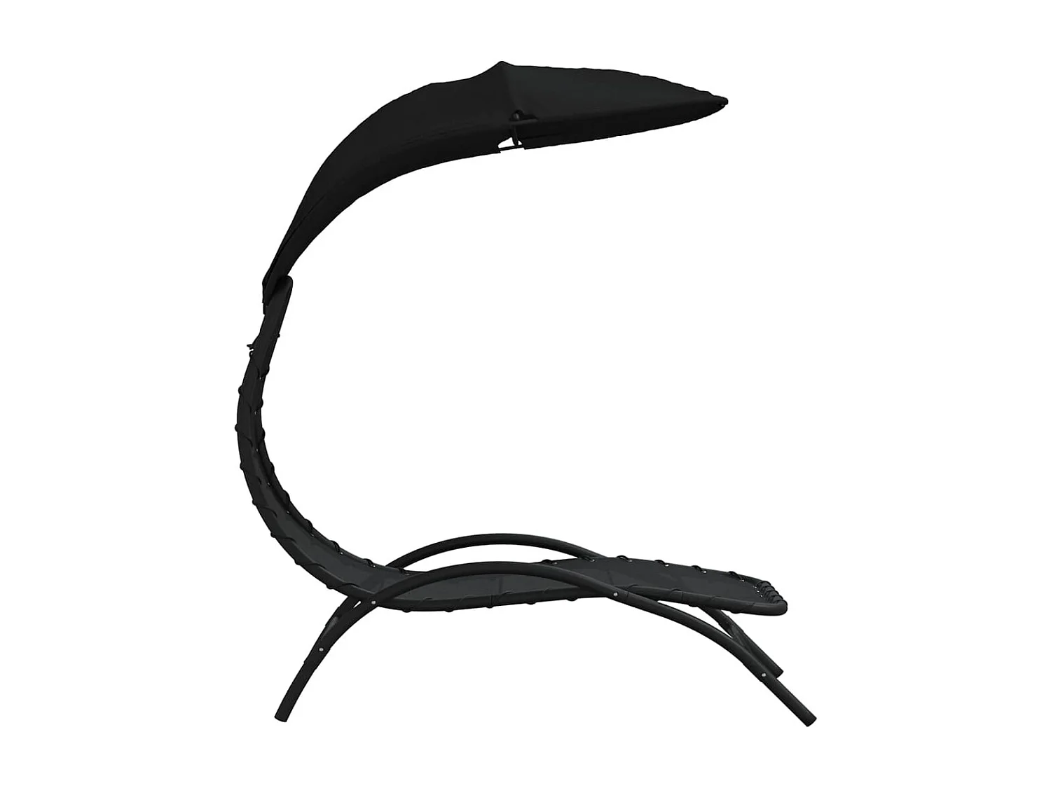 Chaise longue con dosel negro 167x80x195 cm tela y acero