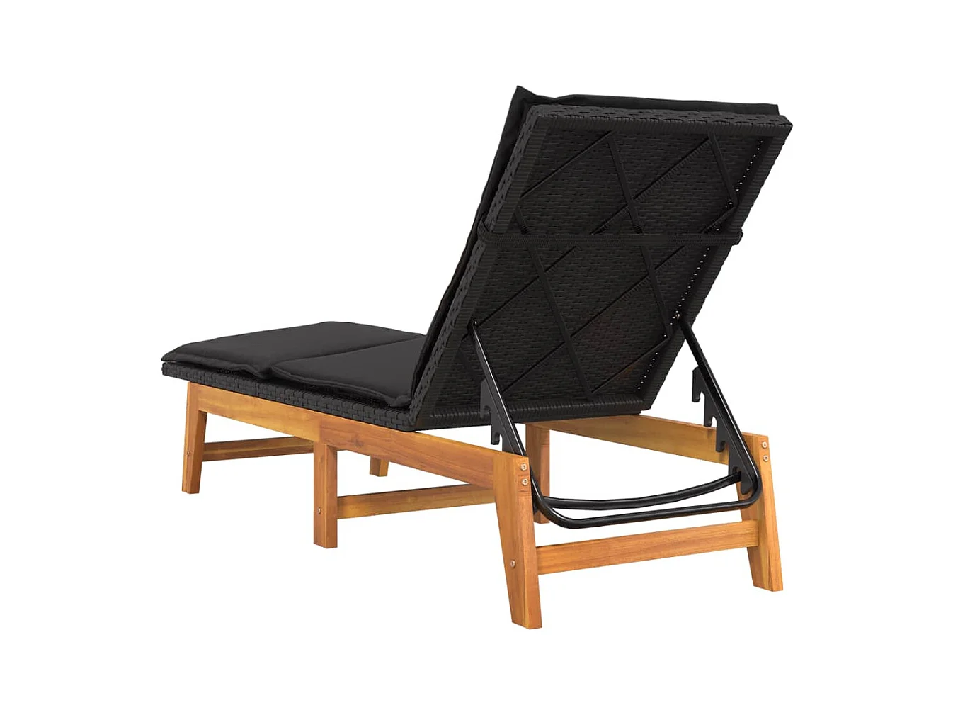 Set van 2 loungestoelen en kussens van geweven hars en acacia