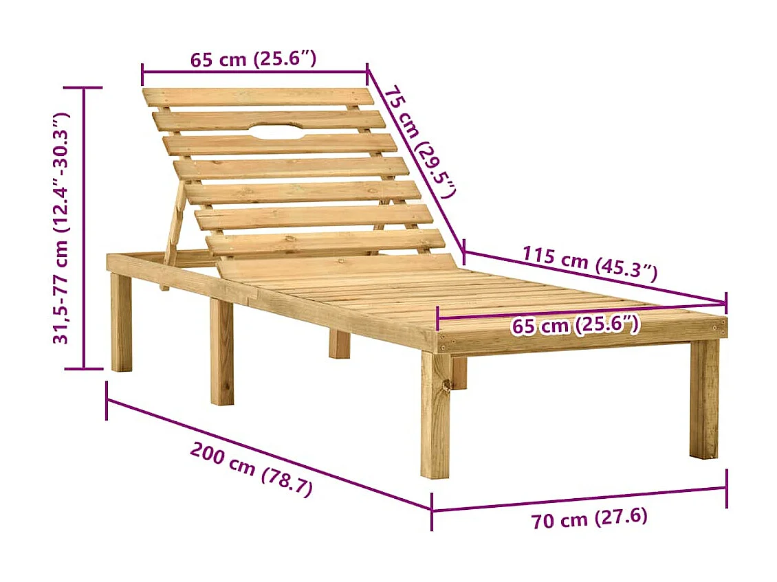 Tumbona Madera de pino impregnada