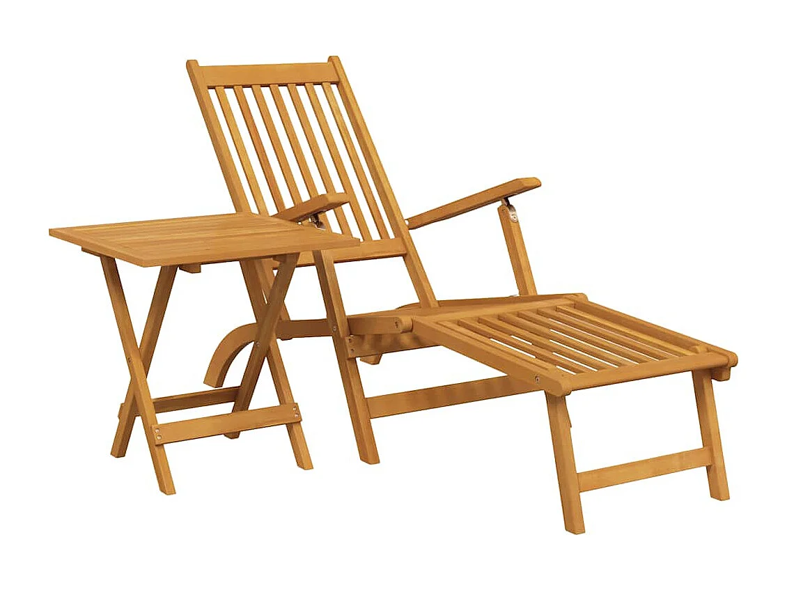 Poltrona da esterno con poggiapiedi e tavolo in massello di acacia