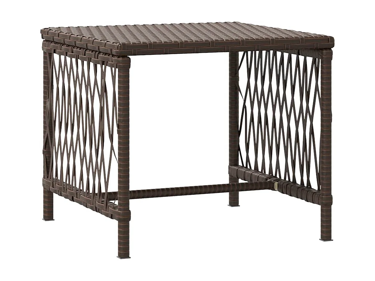 Chaises longues 2 pcs avec coussins et table Marron en poly rattan.