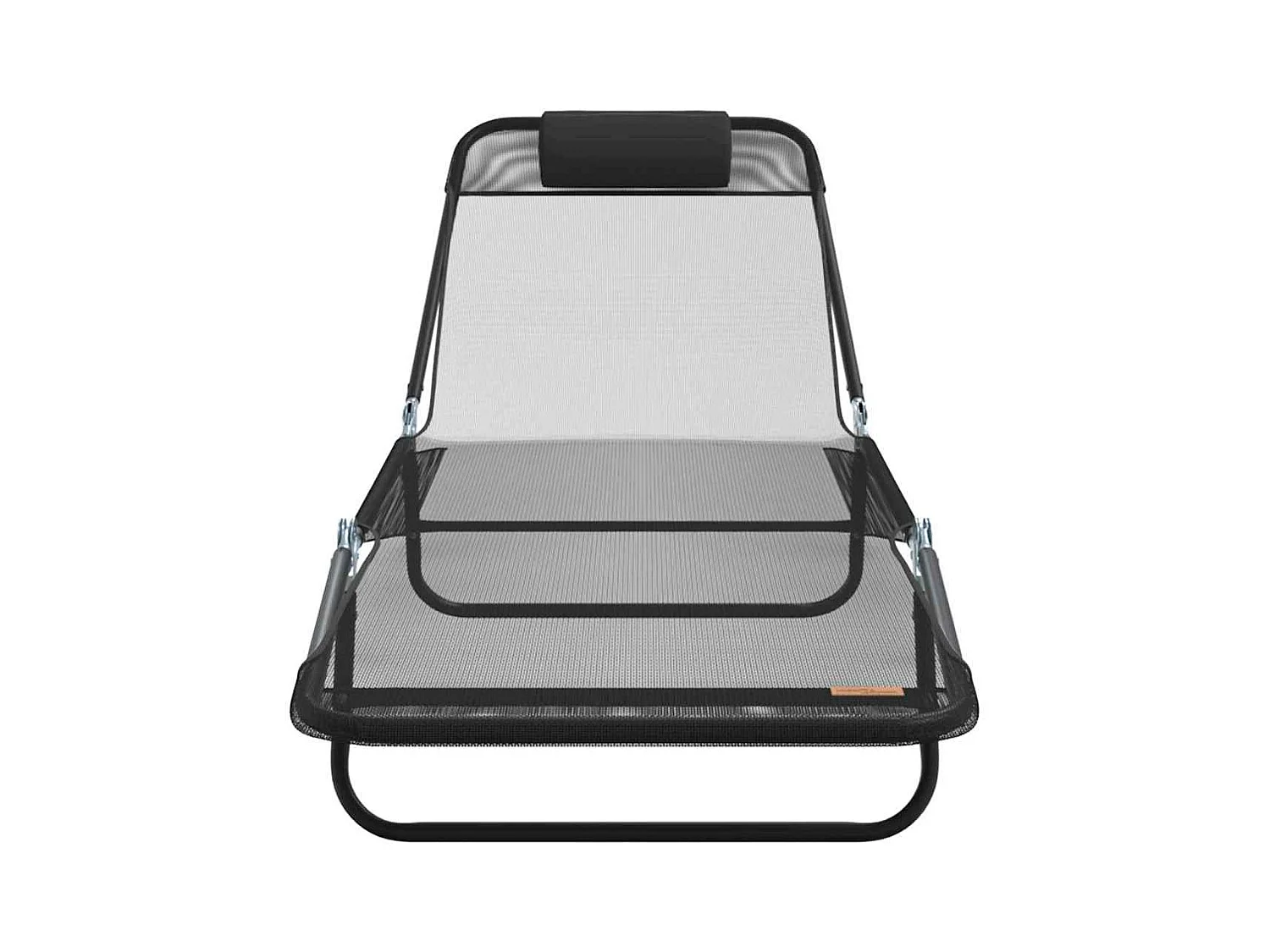 Chaise longue pliable avec repose-tête en Textilène noir