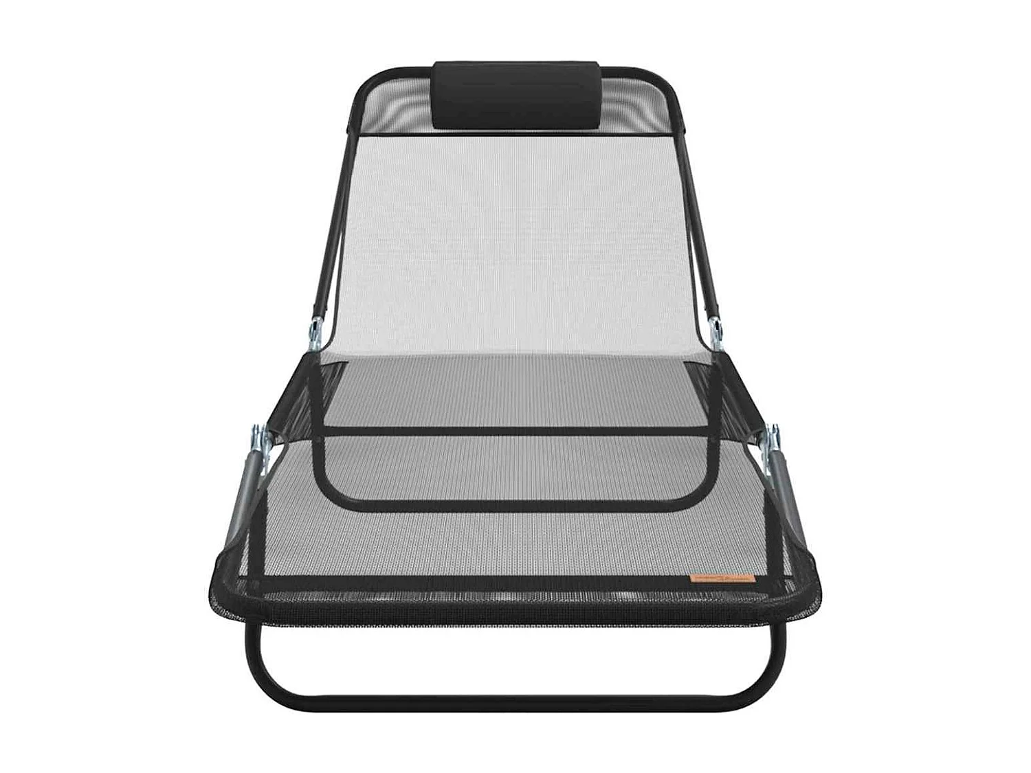 Chaise longue pliable avec repose-tête en Textilène noir