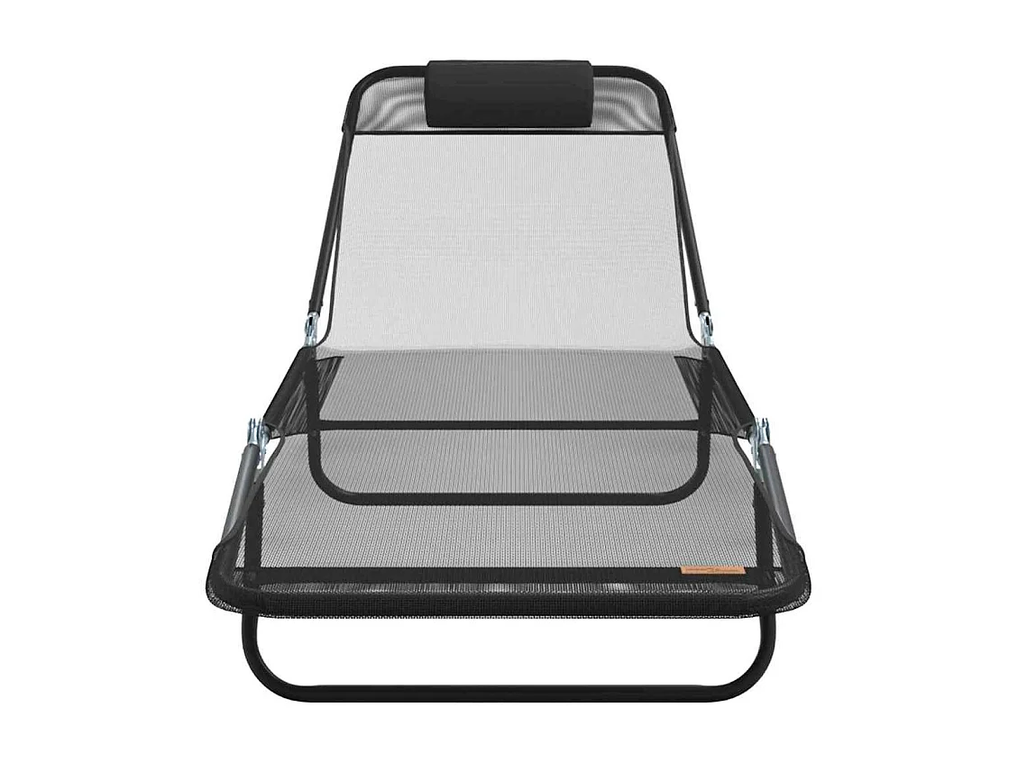Chaise longue pliable avec repose-tête en Textilène noir
