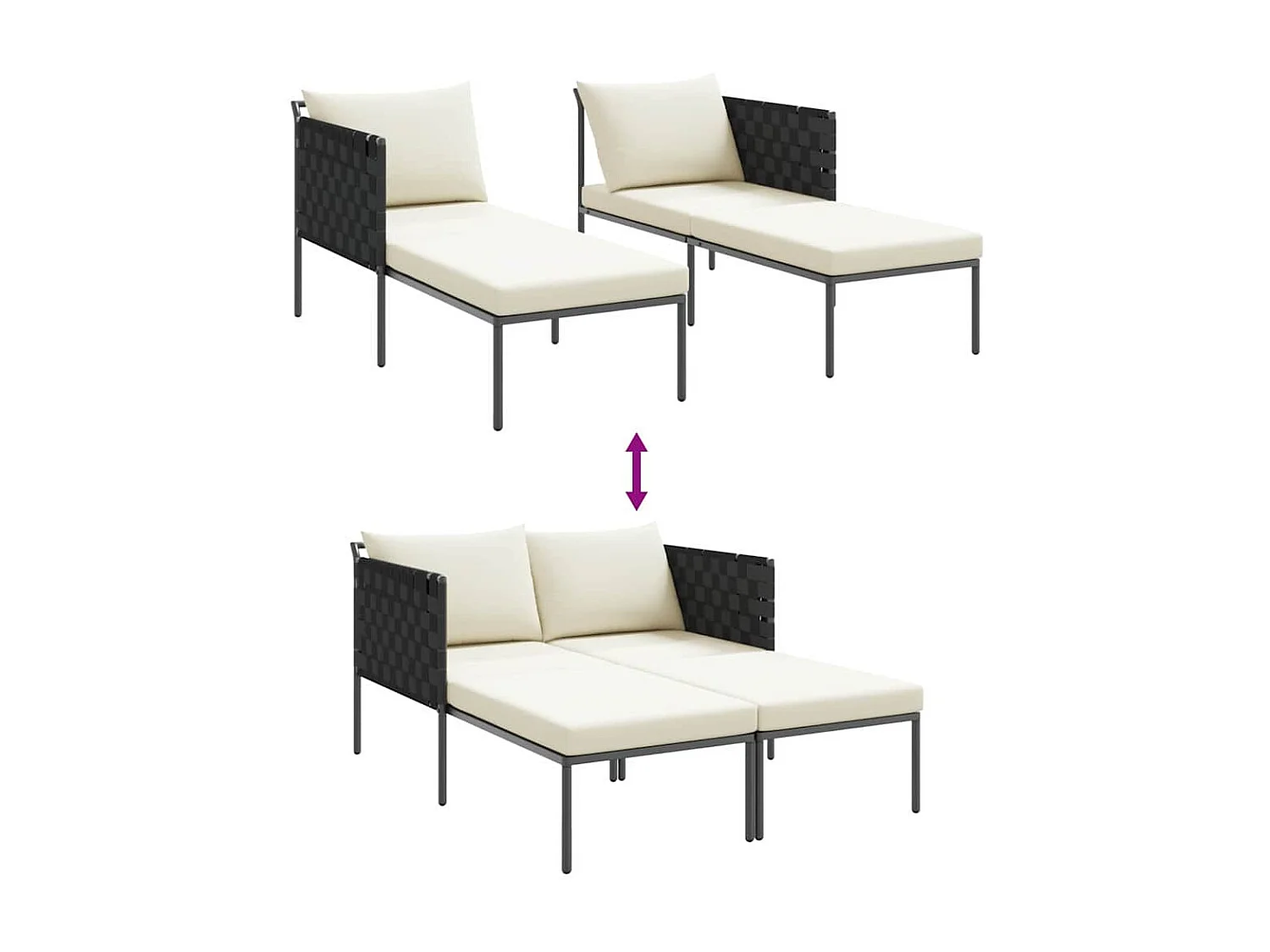 Transat avec coussin Anthracite 115 x 153 x 69.5cm Acier