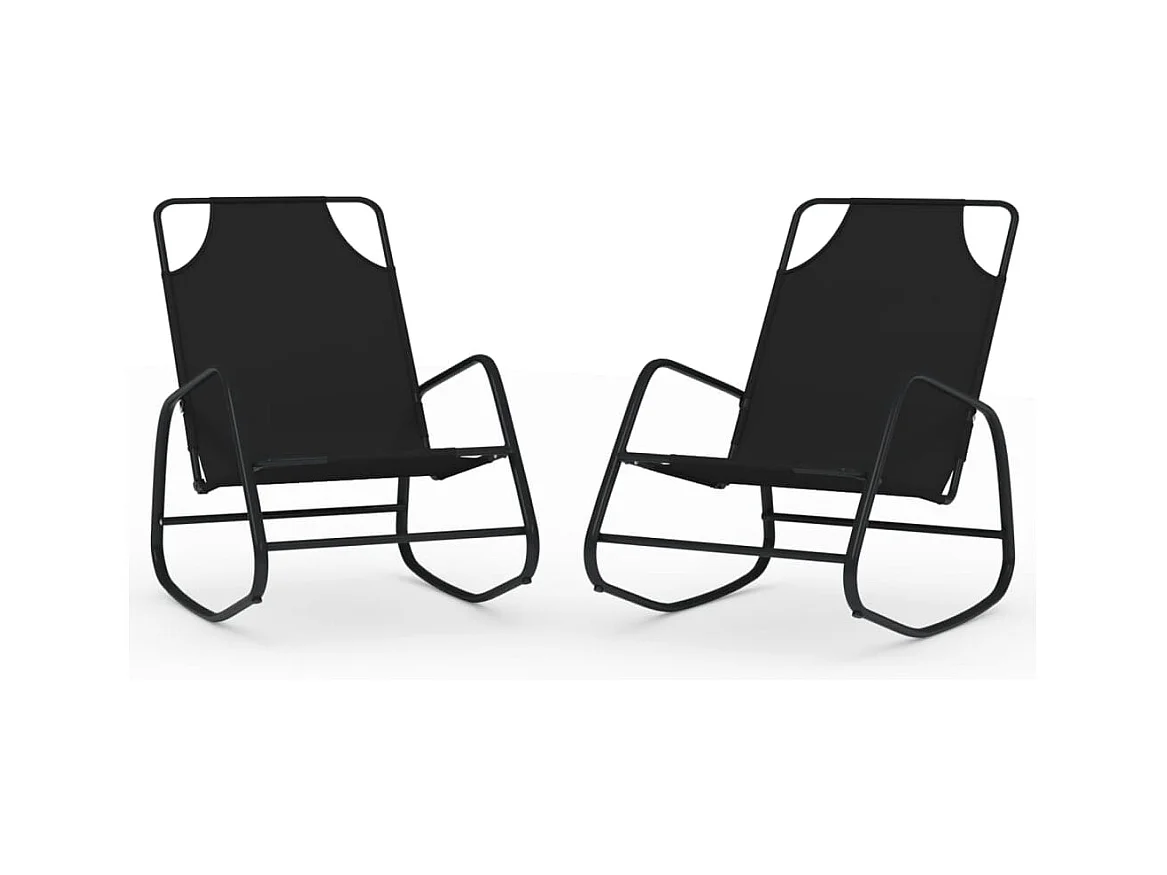 Schommelstoelen 2 stuks Zwart staal en textiel