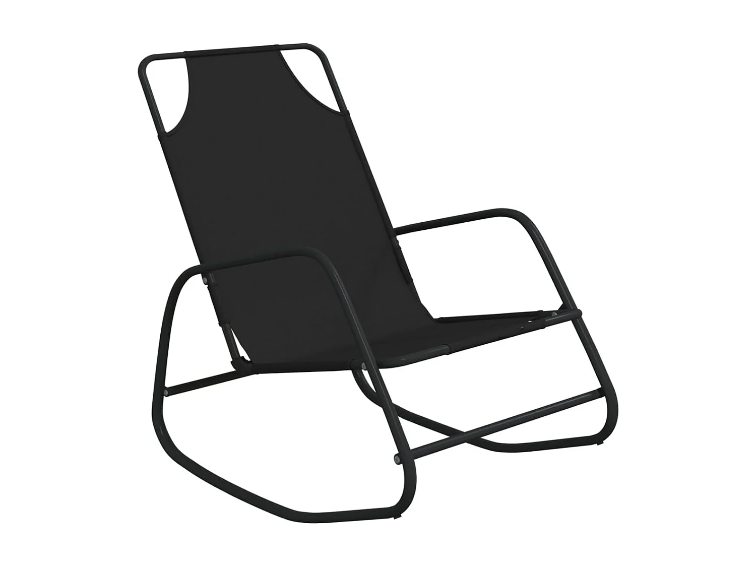 Chaises longues à bascule 2 pcs Noir Acier et textilène