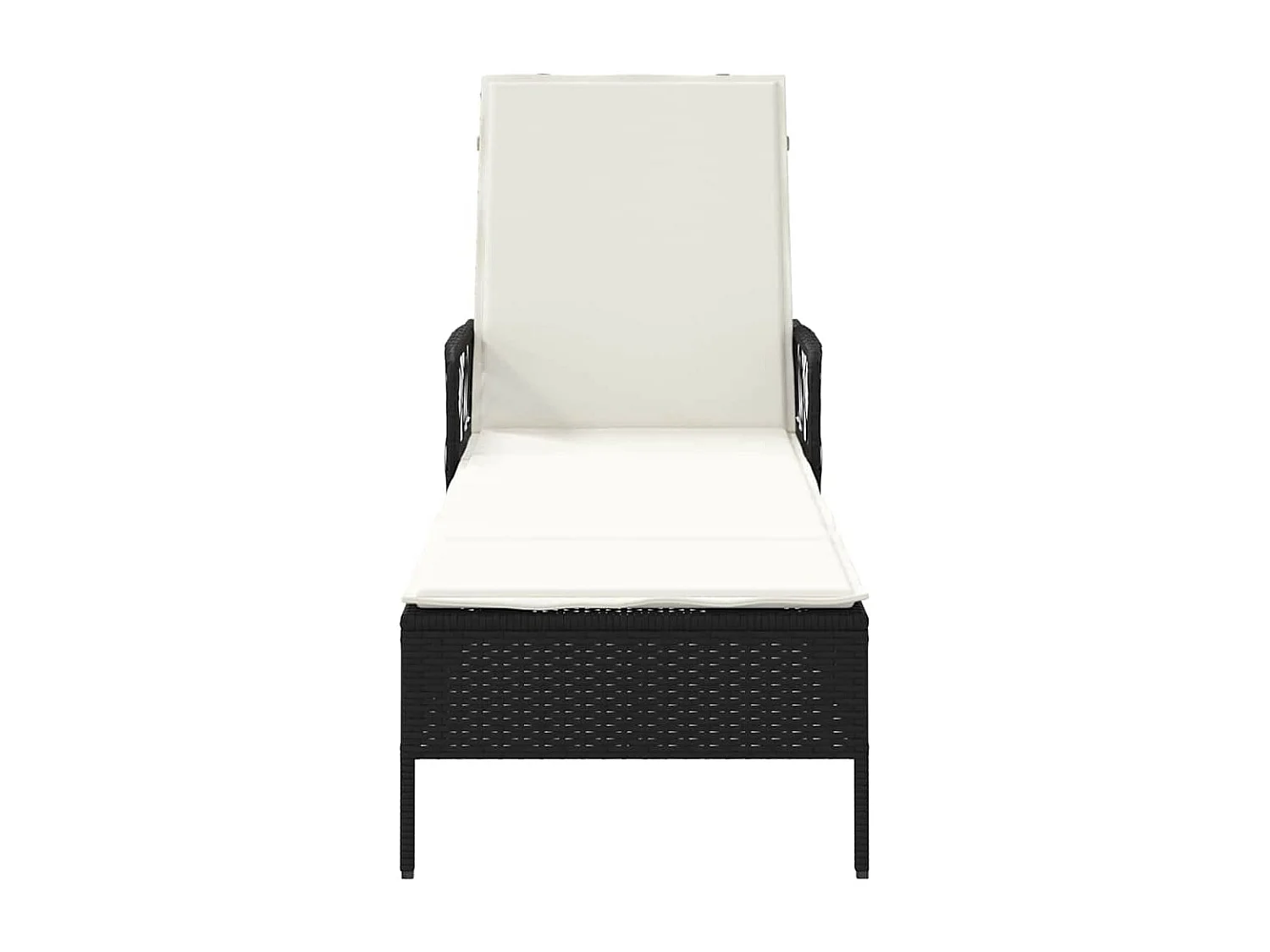 Sedia a sdraio con cuscino in polyrattan nero.
