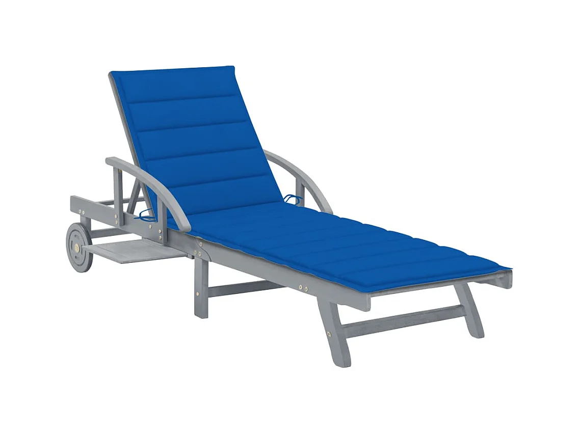 Chaise longue de jardin avec coussin Bois d'acacia solide