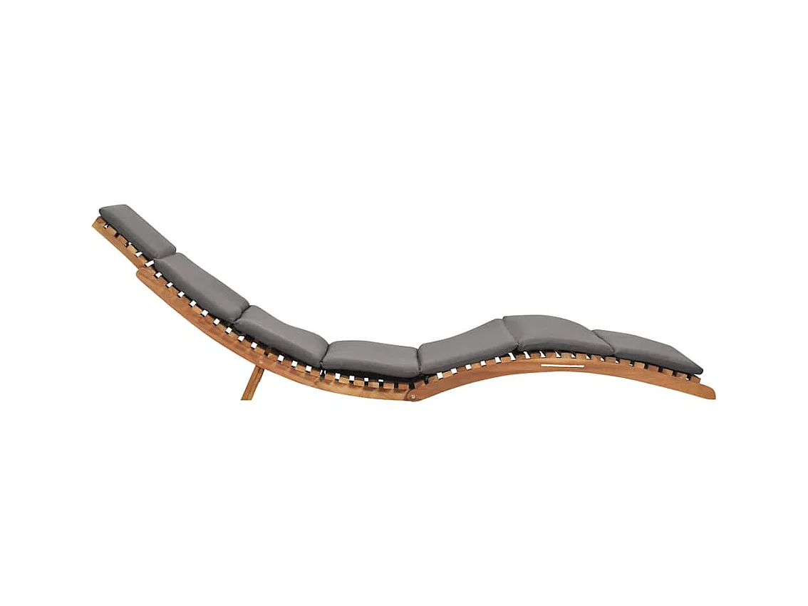 Opvouwbare loungestoel met donkergrijs kussen Teakhout