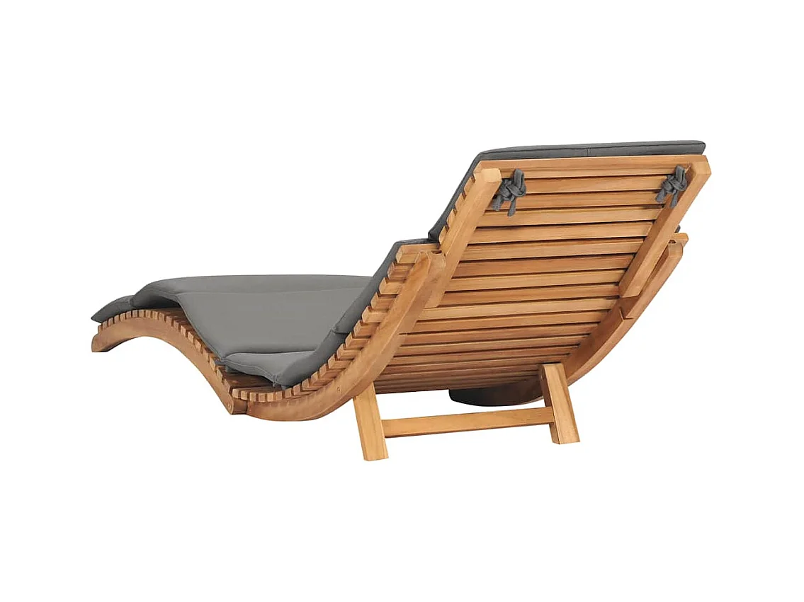 Opvouwbare loungestoel met donkergrijs kussen Teakhout