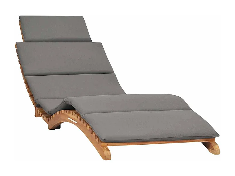 Sillón plegable con cojín gris oscuro Madera de teca