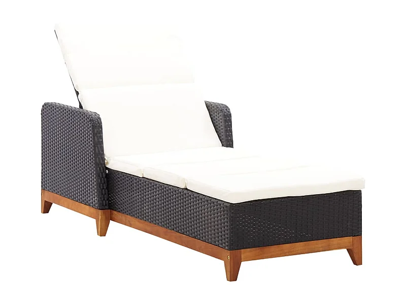 Poltrona in resina intrecciata e legno massello di acacia, nero