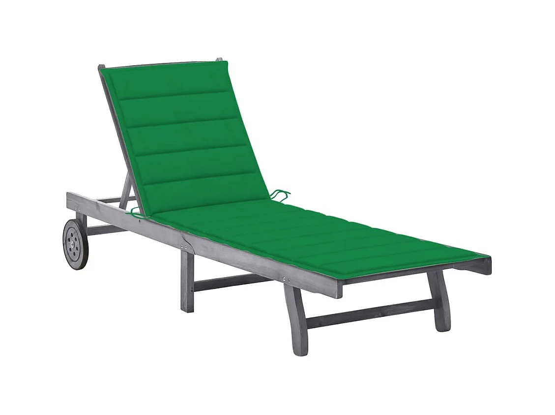 Chaise longue de jardin avec coussin Gris Bois d'acacia solide