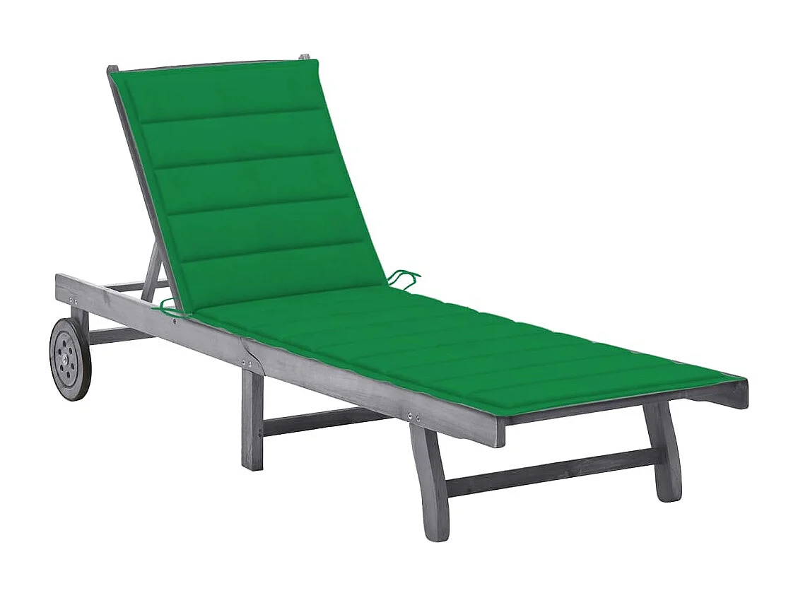 Chaise longue de jardin avec coussin Gris Bois d'acacia solide