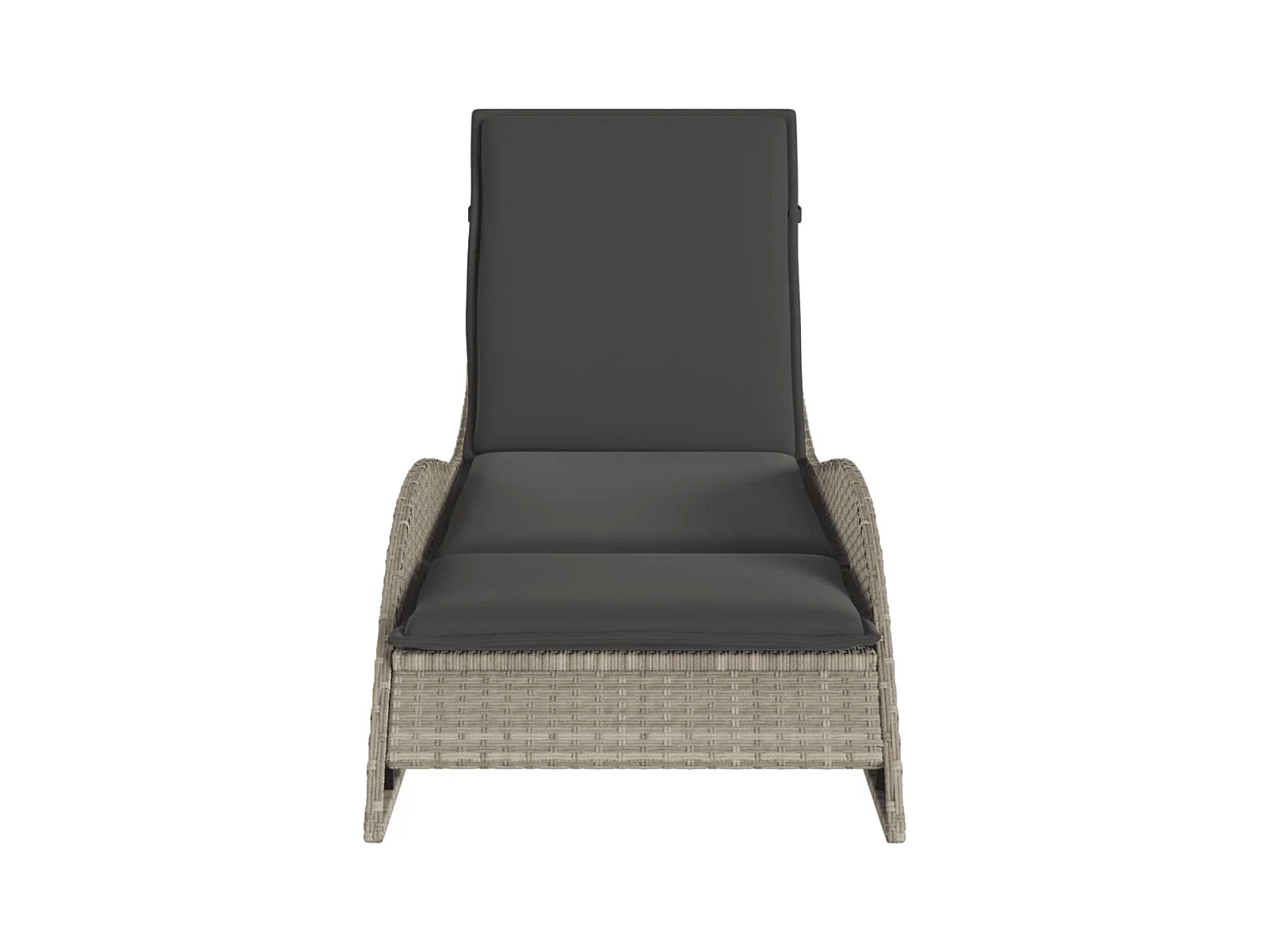 Chaise longue met lichtgrijs kussen 60x205x73 cm polyrotan