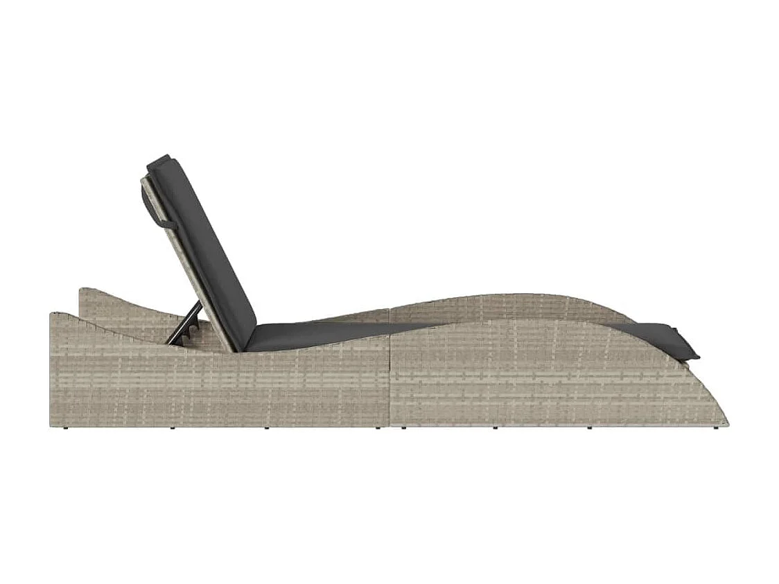 Chaise longue con cojín gris claro 60x205x73 cm ratán sintético