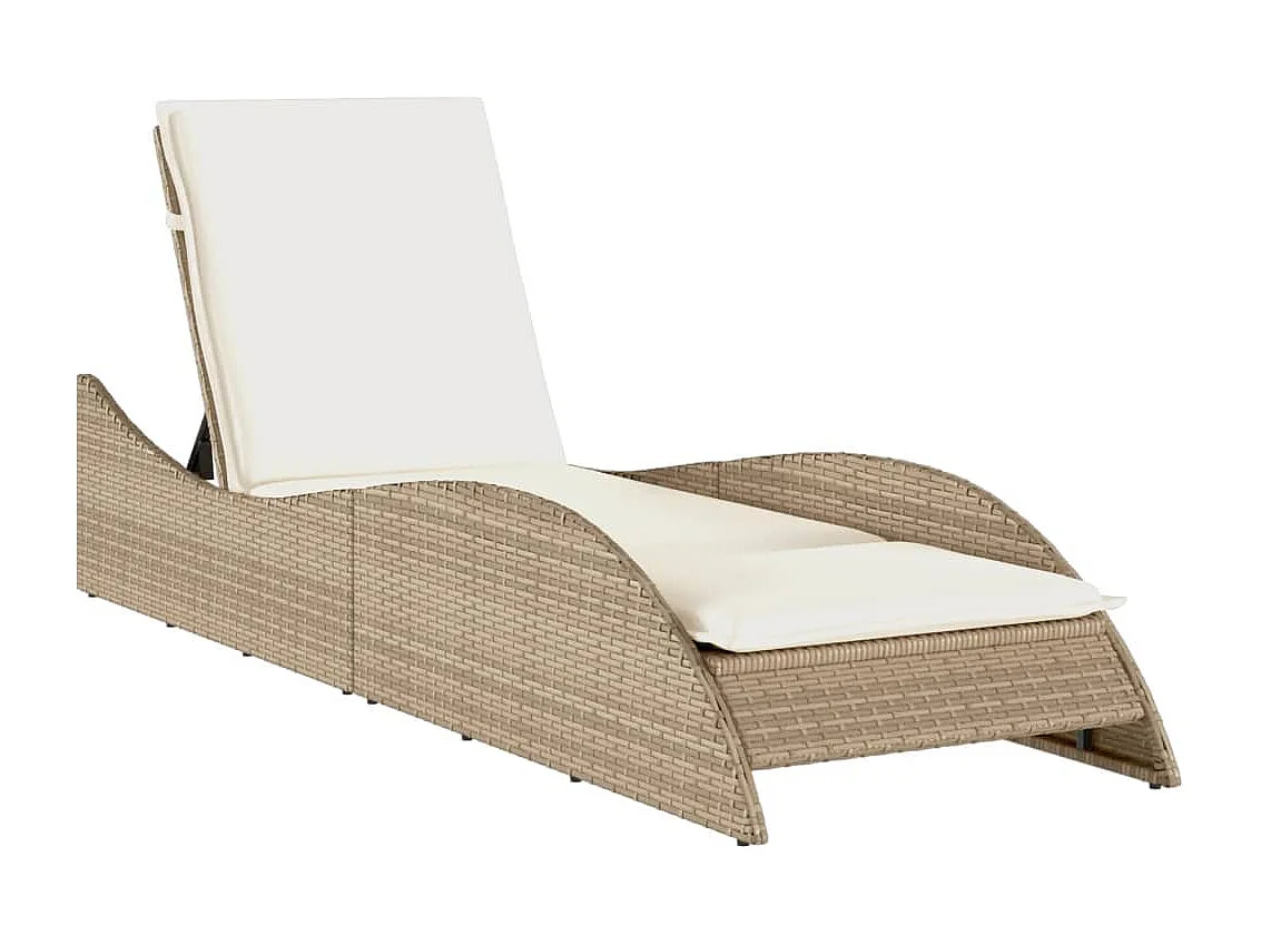 Chaise longue con cuscino beige 60x205x73 cm resina intrecciata