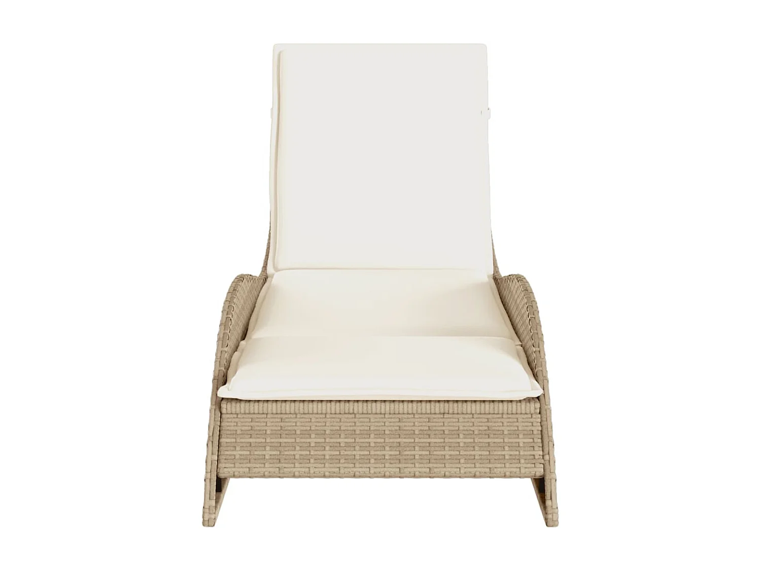 Chaise longue con cuscino beige 60x205x73 cm resina intrecciata