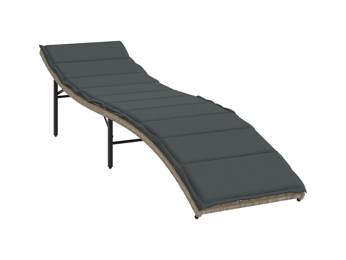 Lichtgrijze chaise longue en kussen 55x199x50 cm geweven hars